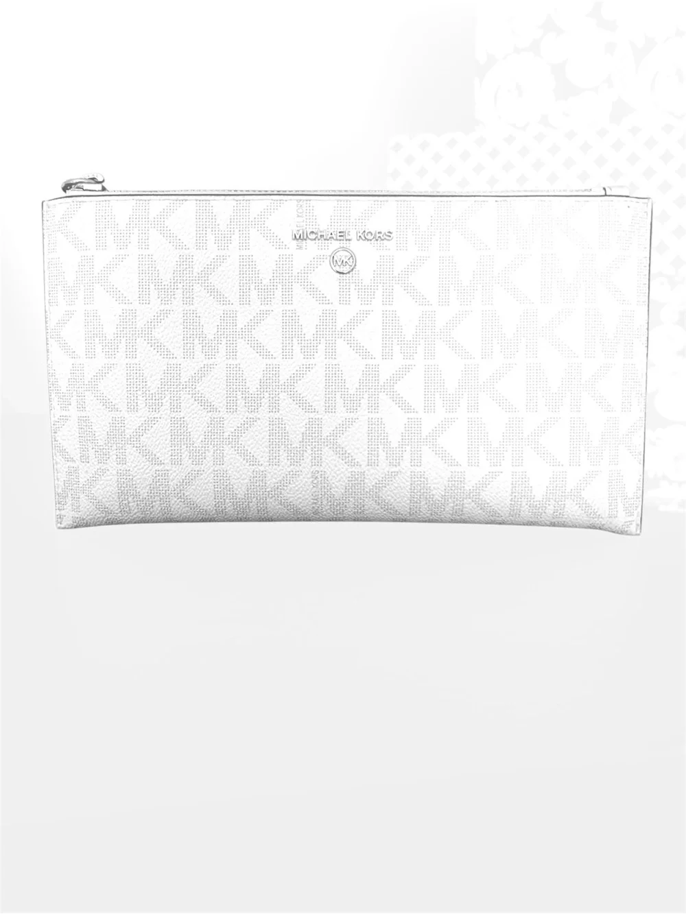 Michael Kors White MK Logo Medium Wristlet